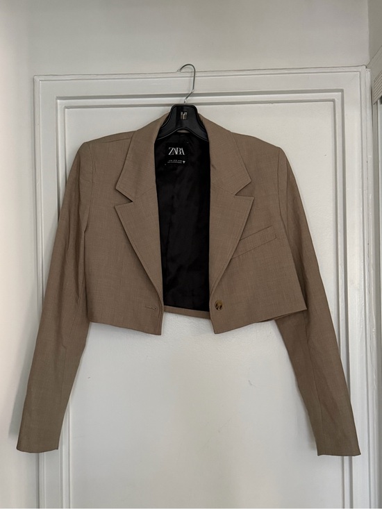 Zara Jackets & Blazers - Zara Taupe Cropped Blazer